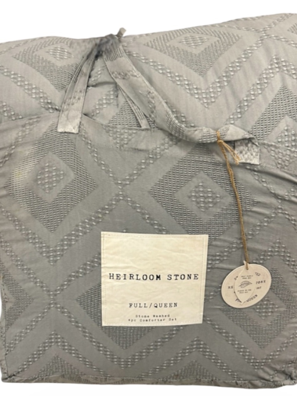 Heirloom Stone Washed Gray 4 Piece Full/Queen Comforter Set